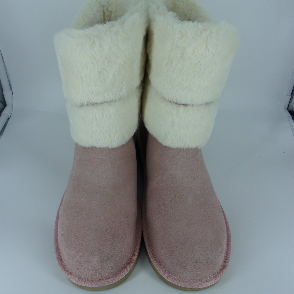 WOMENS 10 Pink KOOLABURRA BY UGG DEZI SHORT FAUX FUR SUEDE BOOTS 1114692